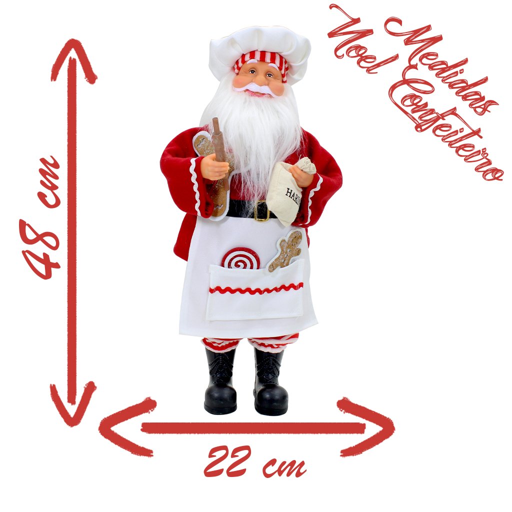 Boneco Natal Papai Noel Cozinheiro Padeiro Chef Em Tecido 48cm