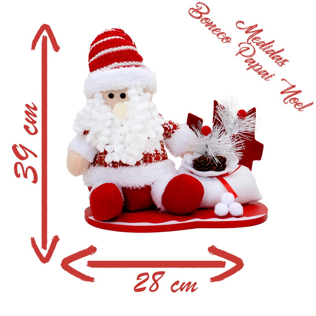 Boneco Natal Papai Noel Enfeite Tecido 39cm