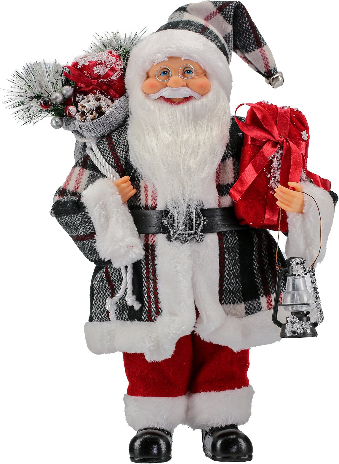 Boneco Natal Papai Noel Lampião Em Tecido 41cm