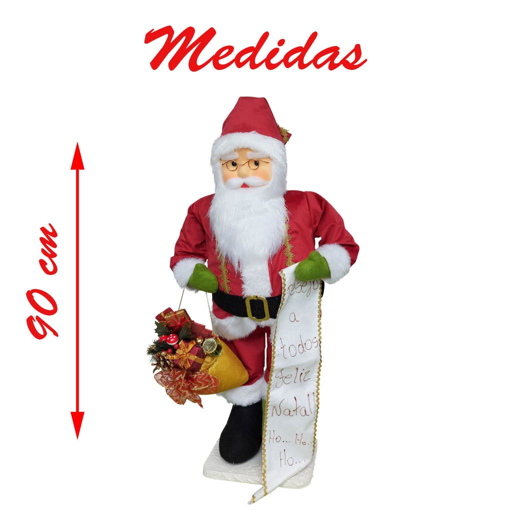 Boneco Natal Papai Noel Pergaminho 90cm