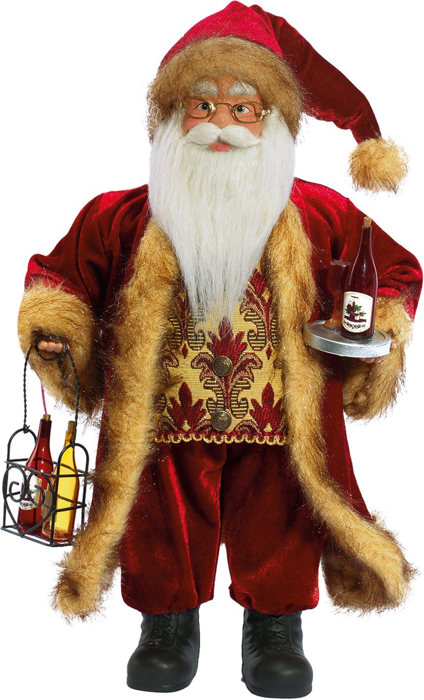 Boneco Natal Papai Noel Sommelier Tecido 41cm