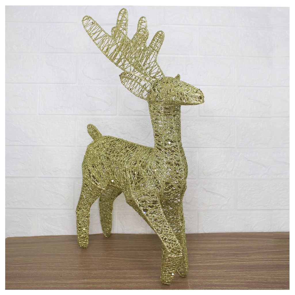 Boneco Natal Rena Natalina Em Arame Glitter 50cm