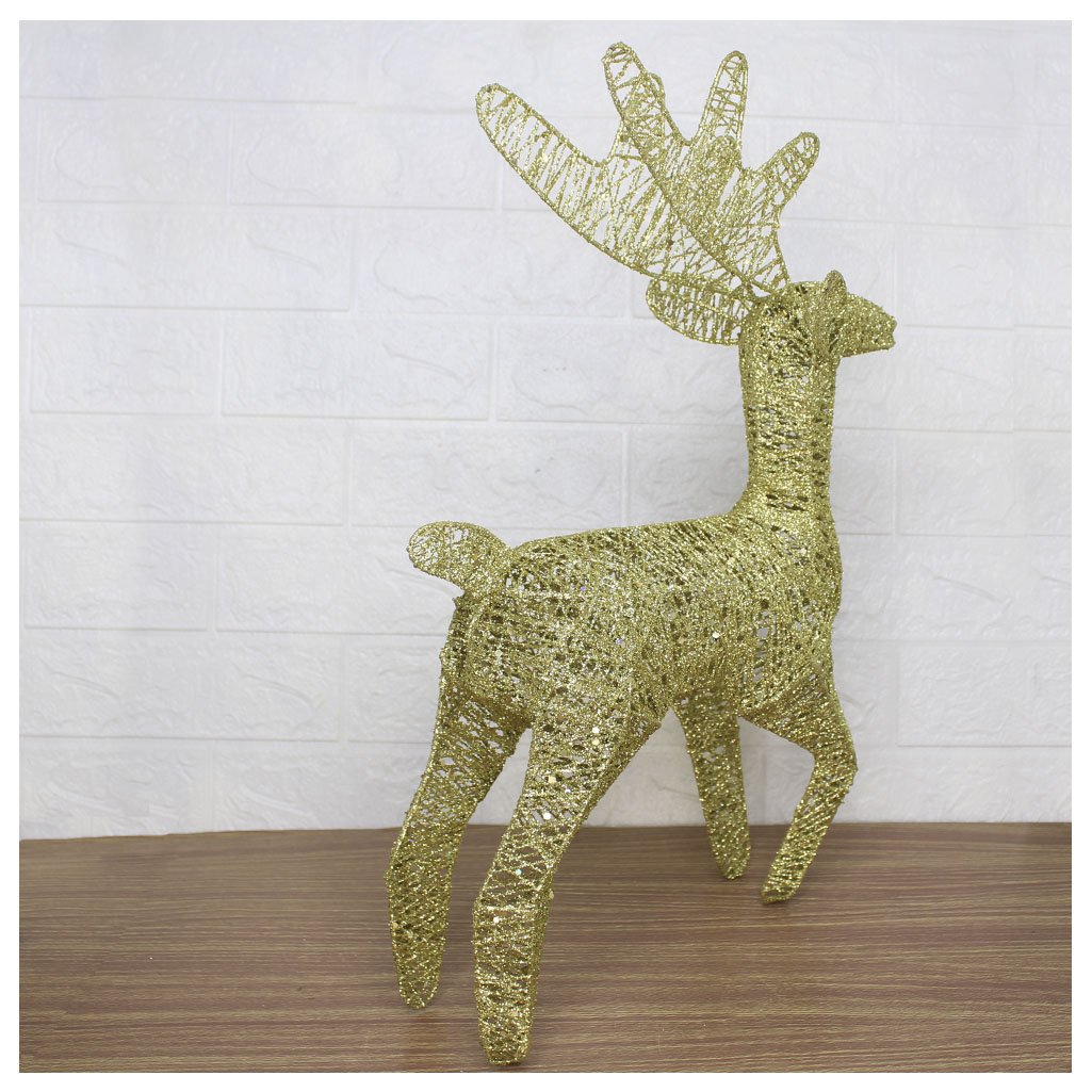 Boneco Natal Rena Natalina Em Arame Glitter 50cm