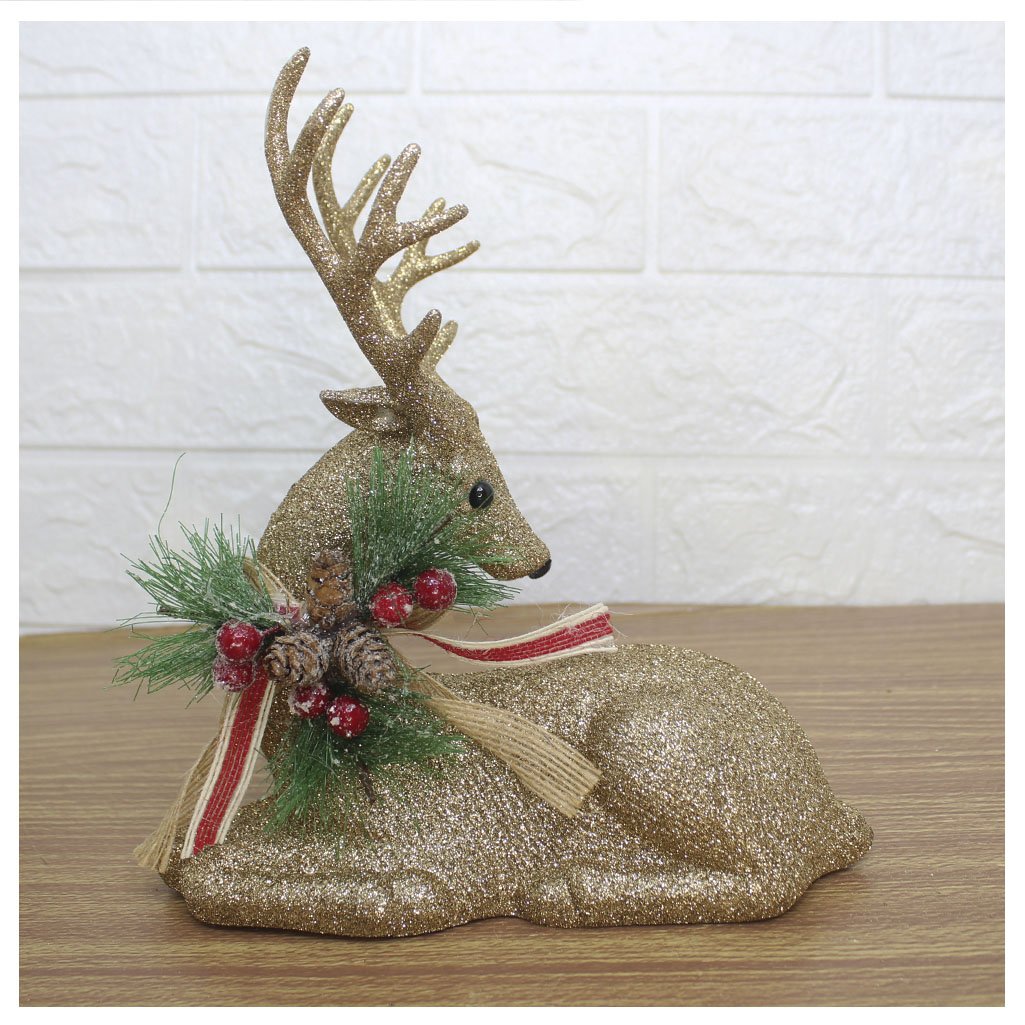 Boneco Natal Rena Natalina Glitter Dourado 21cm