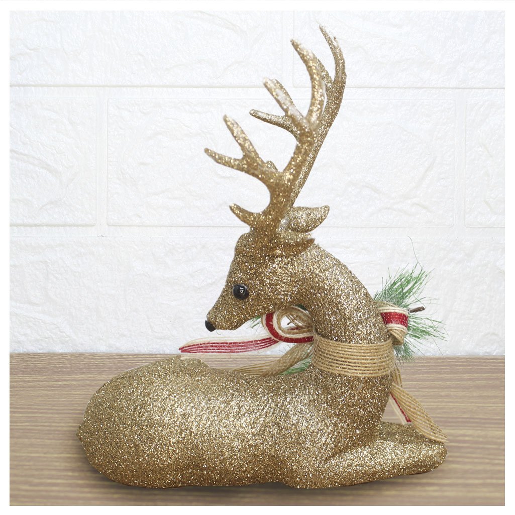 Boneco Natal Rena Natalina Glitter Dourado 21cm