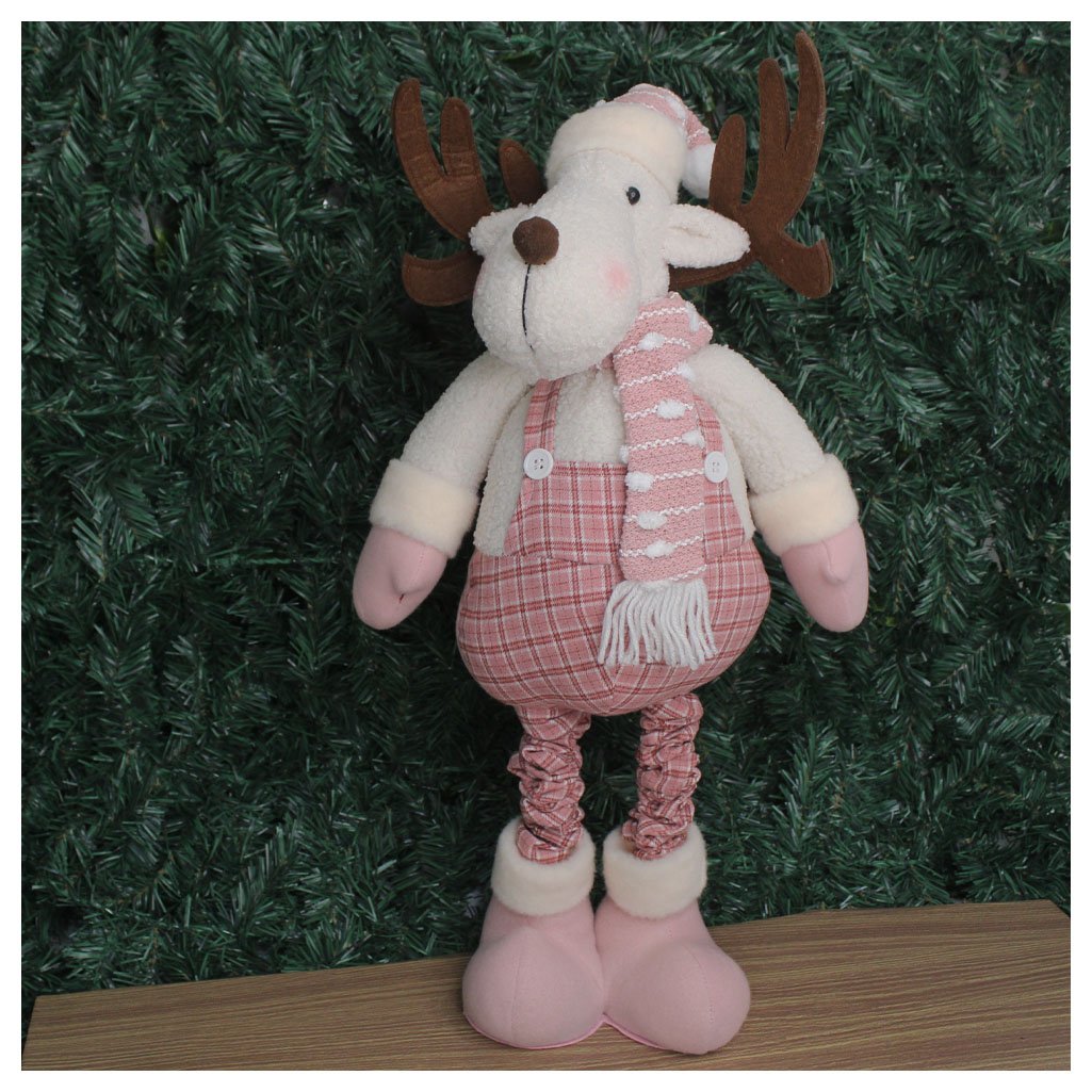 Boneco Natal Rena Rosa Natalina Perna Ajustável 90cm