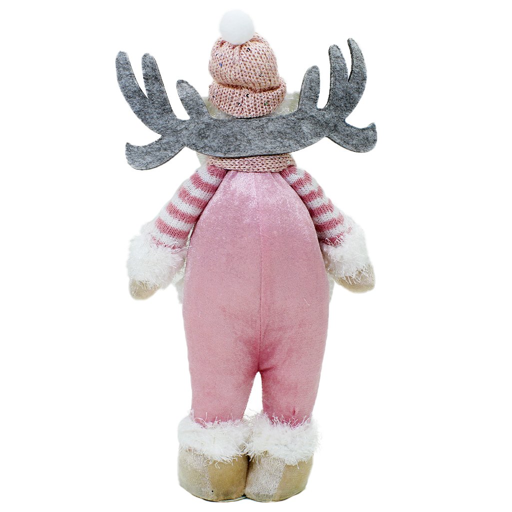 Boneco Natal Rena Rosa Natalina Tecido 44,5cm