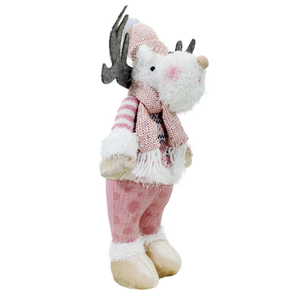 Boneco Natal Rena Rosa Natalina Tecido 44,5cm