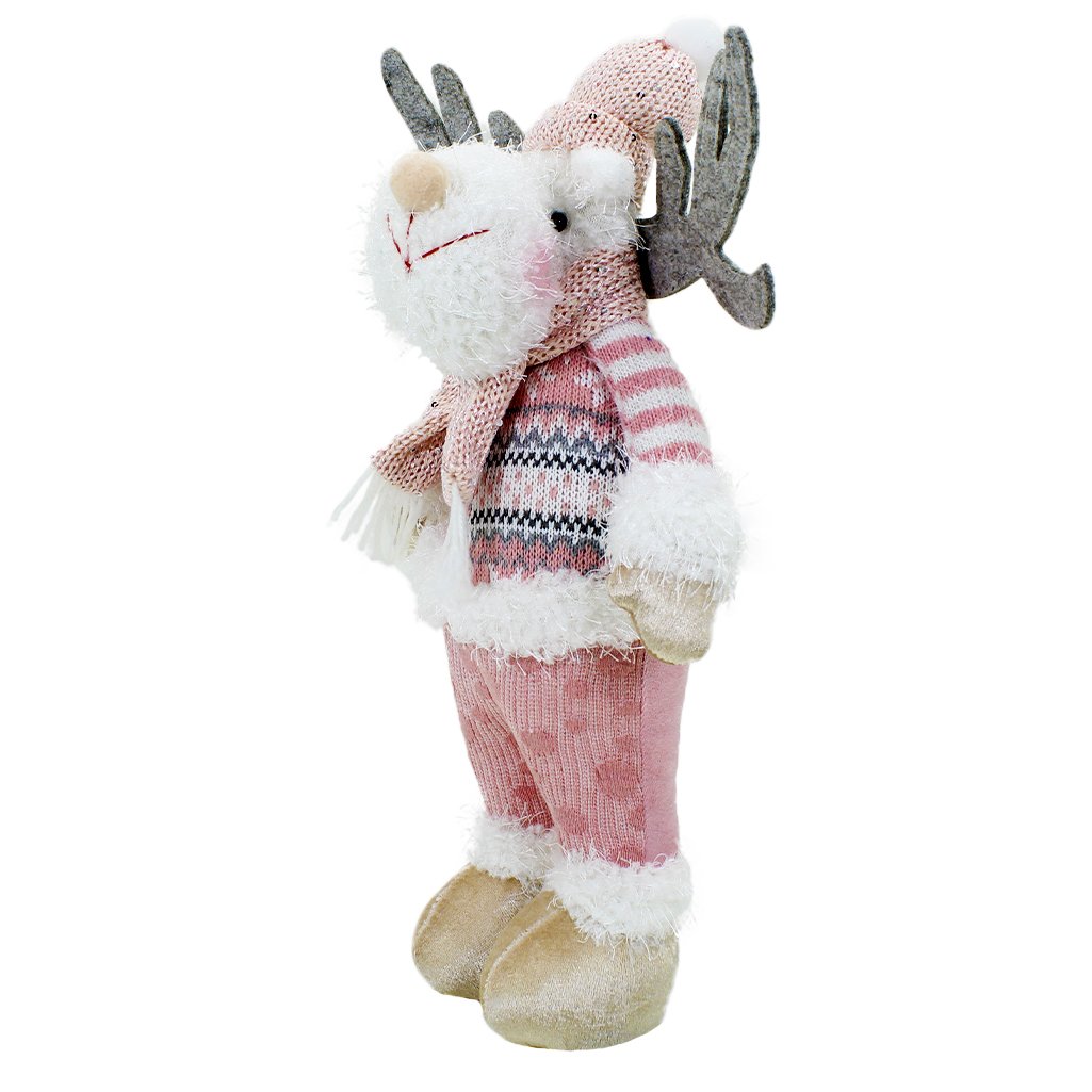 Boneco Natal Rena Rosa Natalina Tecido 44,5cm