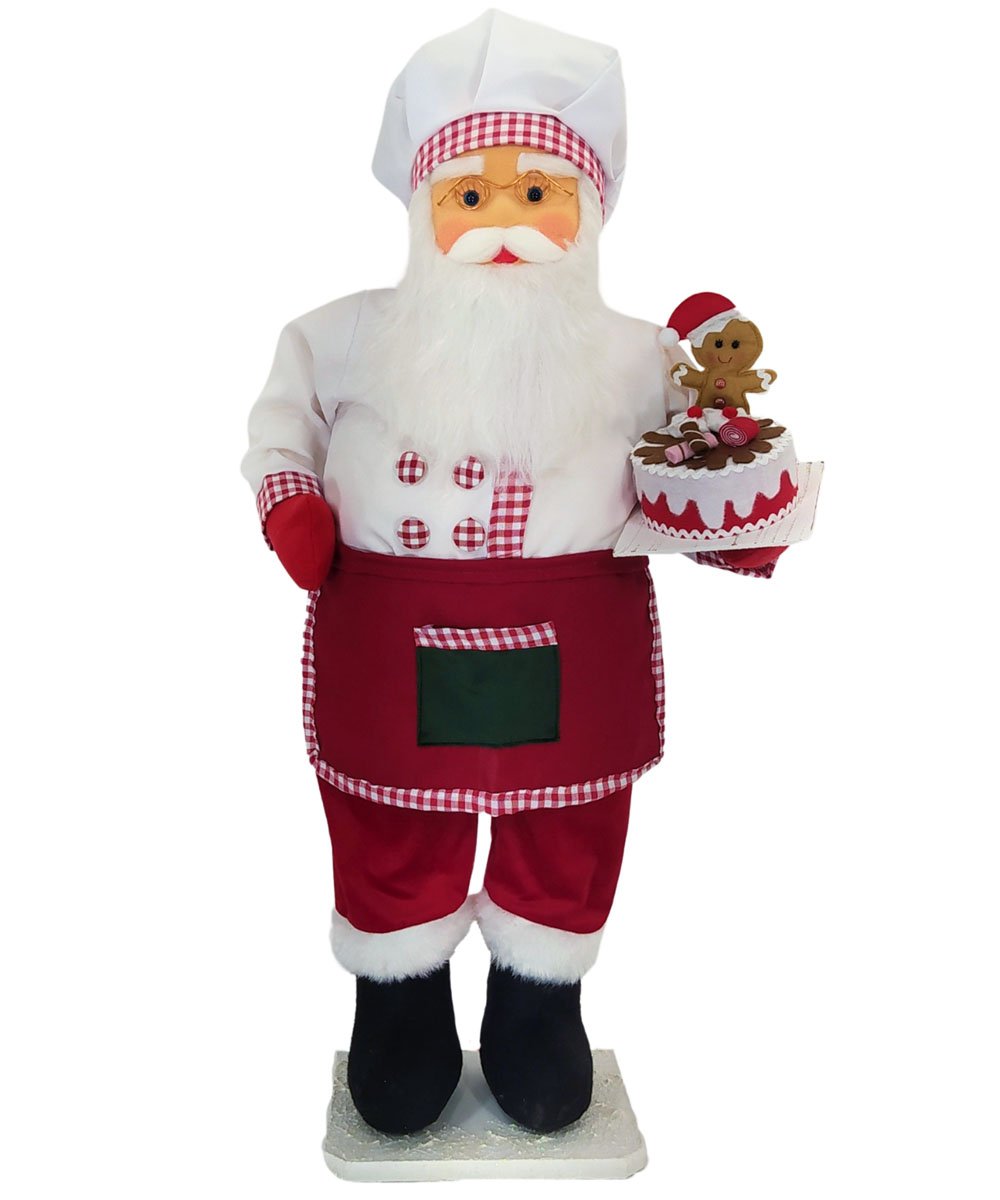 Boneco Natalino Papai Noel Confeiteiro Chefe De Cozinha 90cm