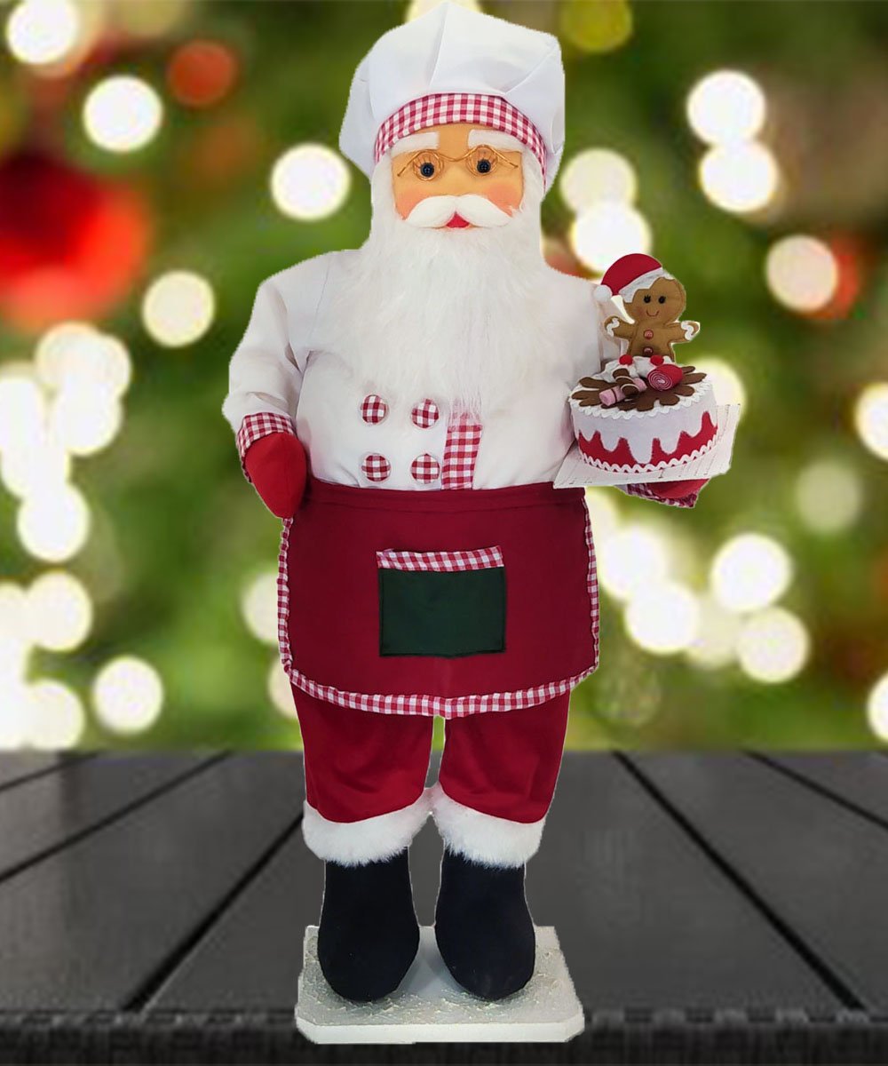 Boneco Natalino Papai Noel Confeiteiro Chefe De Cozinha 90cm