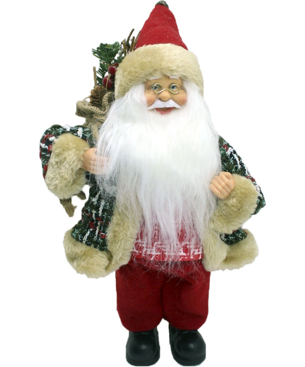 Boneco Papai Noel Com Casaco Enfeite Saco De Presentes 36cm