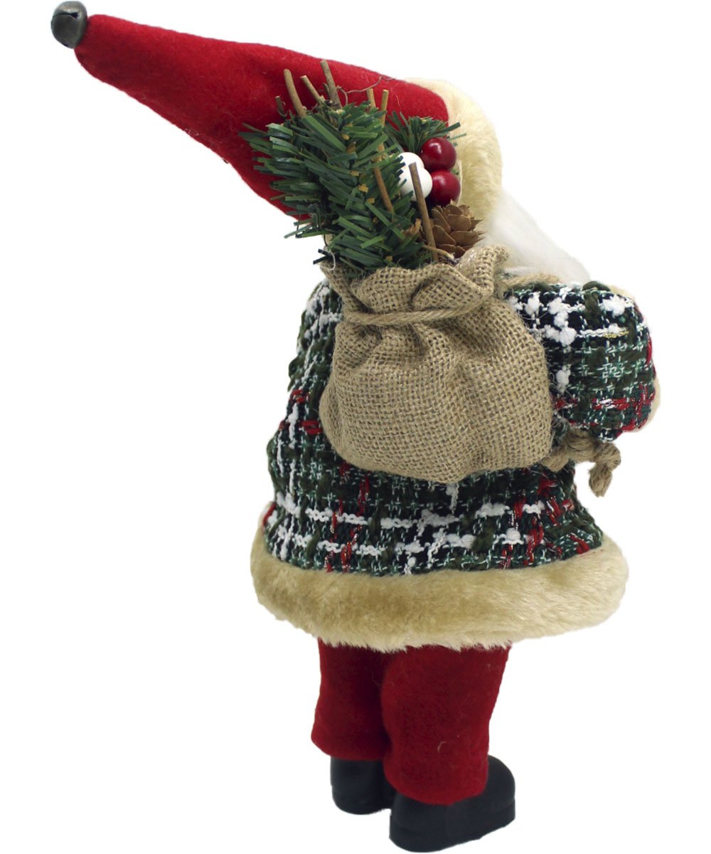 Boneco Papai Noel Com Casaco Enfeite Saco De Presentes 36cm