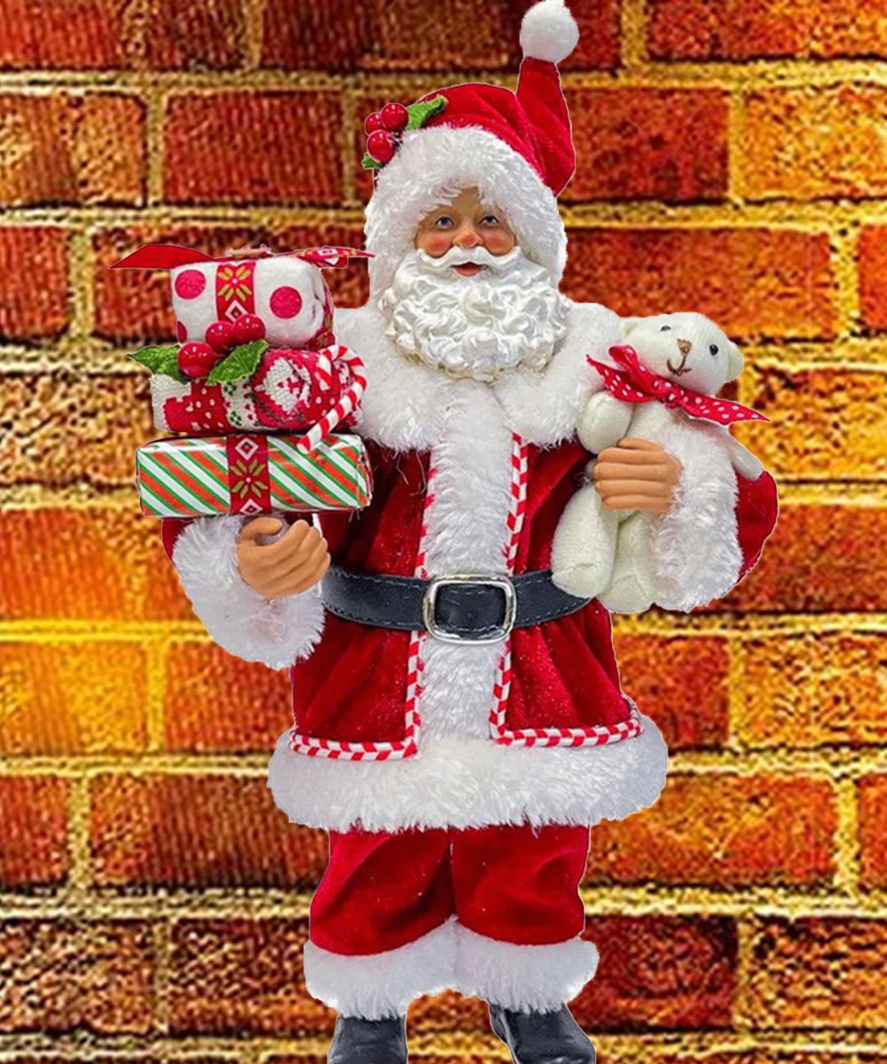 Boneco Papai Noel Tradicional Coleção Ursinho Presente 30cm