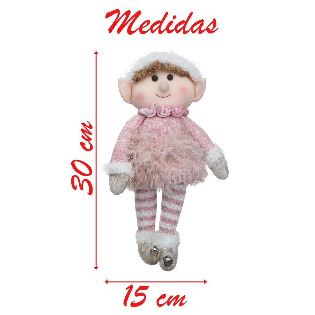 Boneco Pendente Natal Duende Mamãe Noel Rosa 30cm