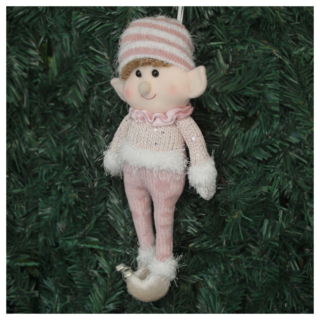 Boneco Pendente Natal Duende Papai Noel Rosa 33cm