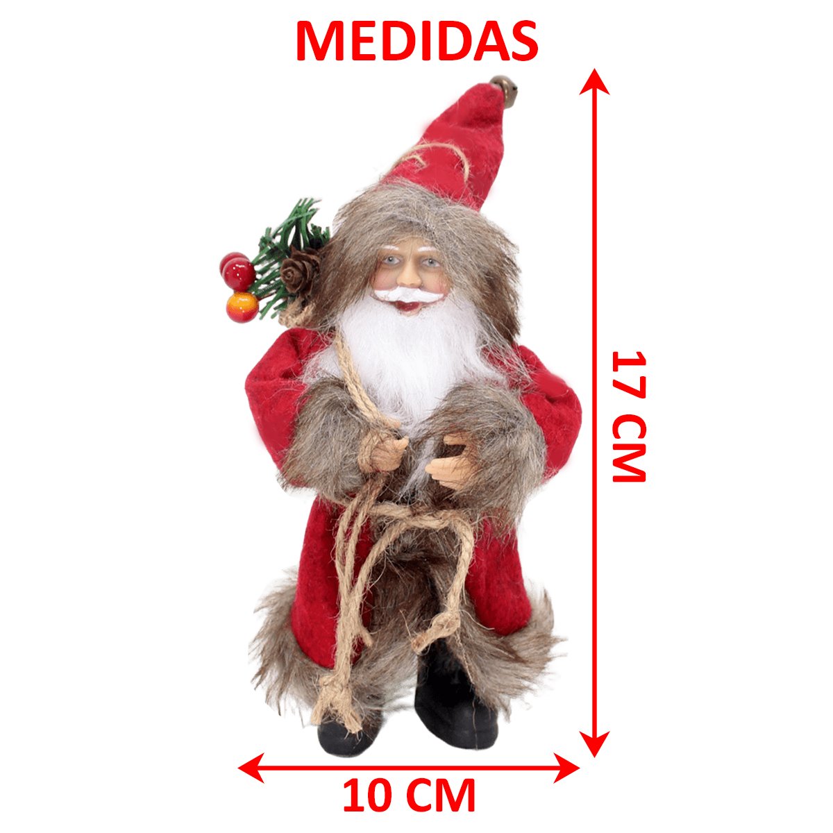 Boneco Pendente Papai Noel Tradicional Casaco Enfeite 20cm