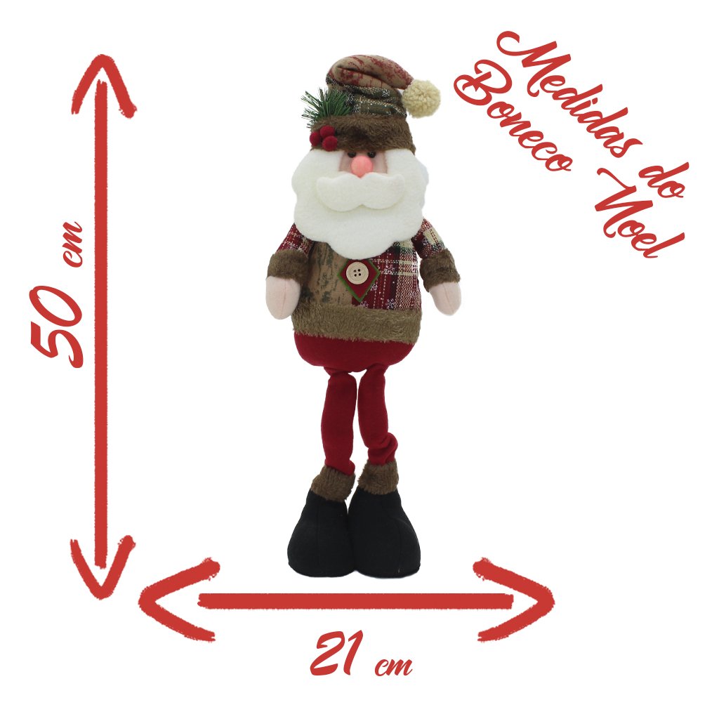 Boneco de Natal Papai Noel Em Tecido 50cm