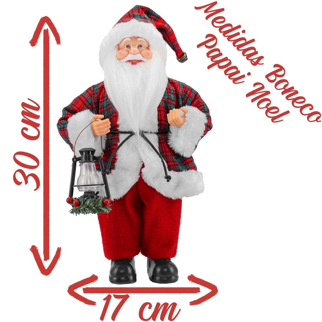 Boneco de Natal Papai Noel Tecido Lampião 30cm
