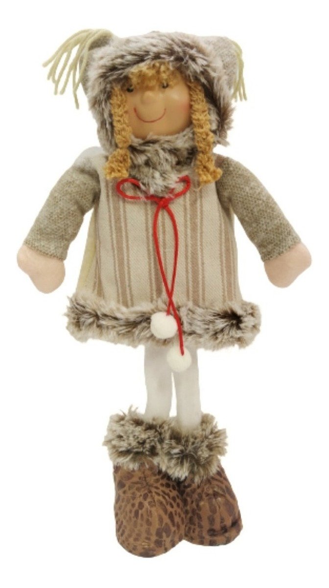 Boneco de Pelúcia Menina Natalino Enfeite de Natal 40cm
