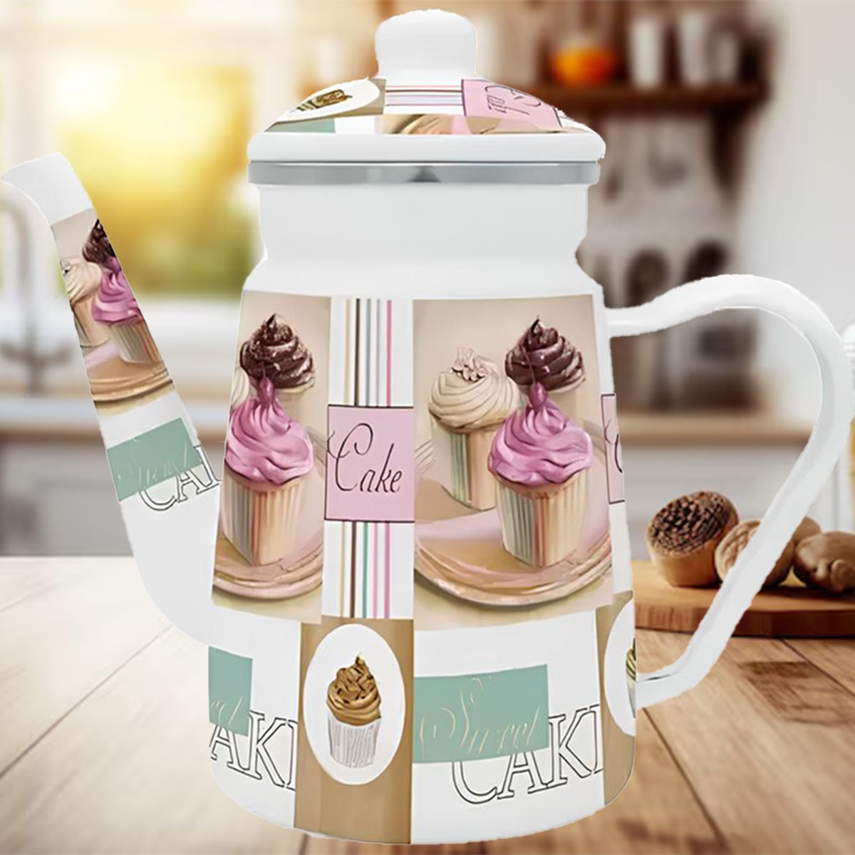 Bule Esmaltado Com Indução Cake Premium Chá Café 1,2 Litros
