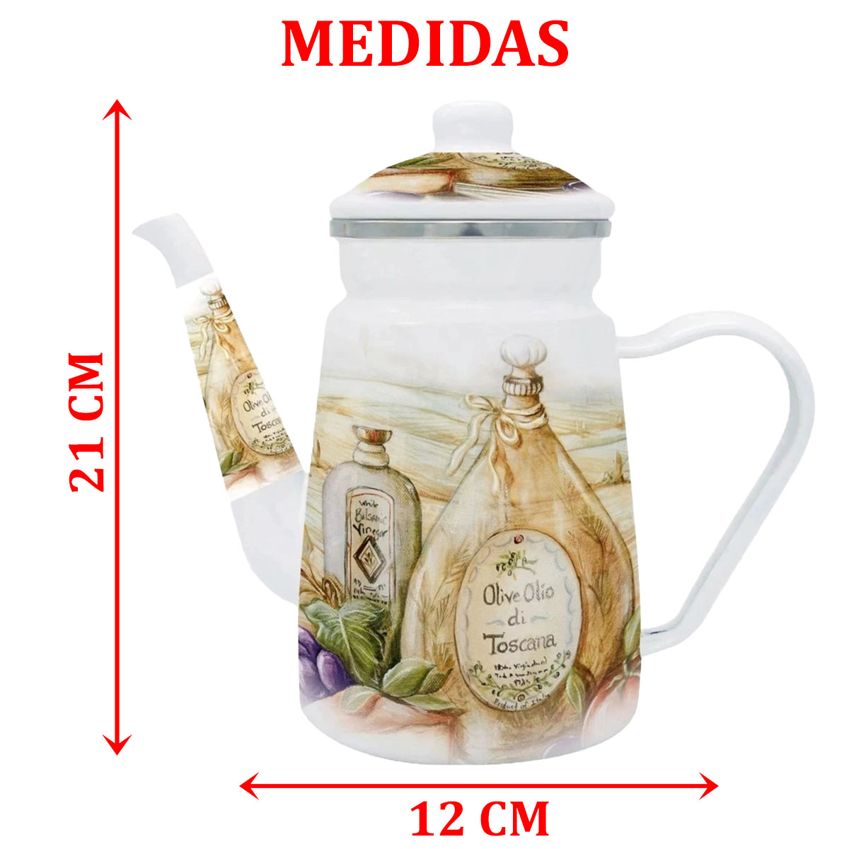 Bule Esmaltado Com Indução Italy Premium Chá Café 1,2 Litros
