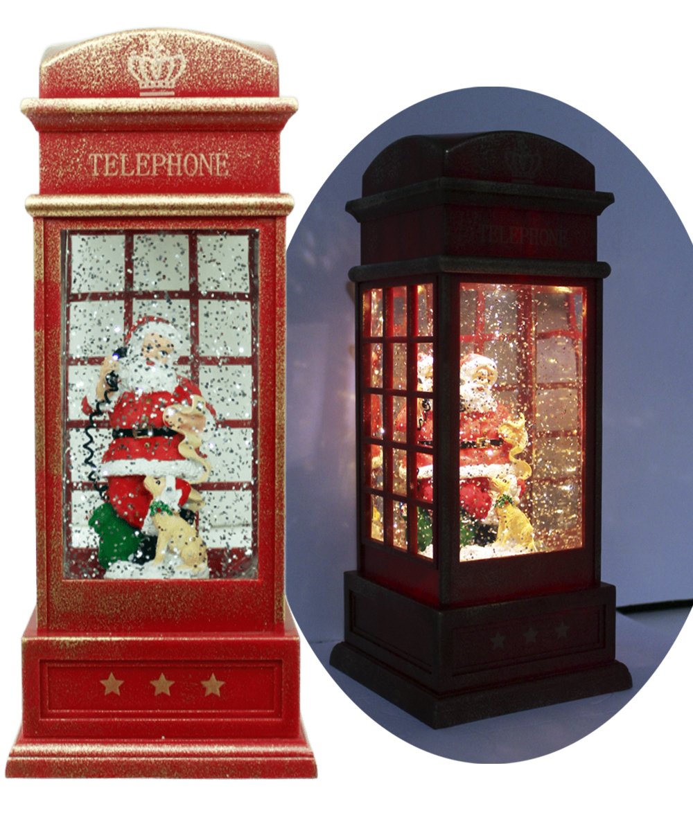 Cabine Telefone Inglês Papai Noel Natal Dog Musical De 26cm