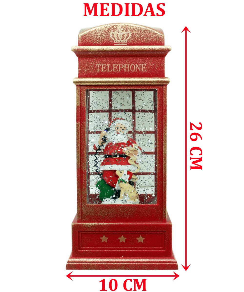 Cabine Telefone Inglês Papai Noel Natal Dog Musical De 26cm