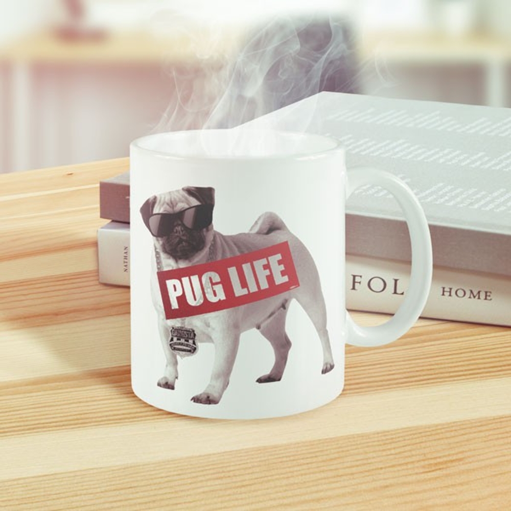 Caneca Pet Ceramica Pug Life 320ml 