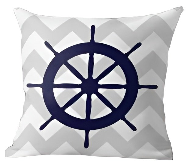 Capa De Almofada Timão Azul Navegação Marítima 50X50cm