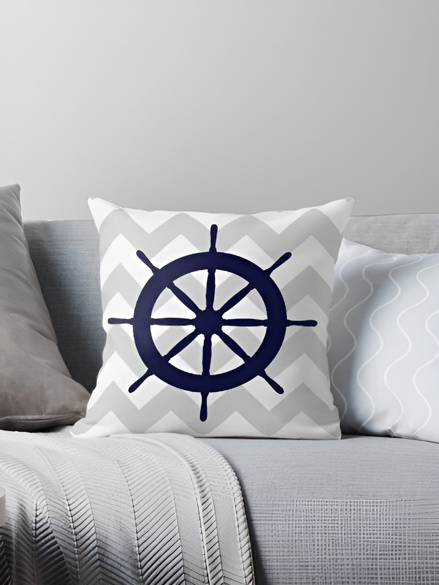 Capa De Almofada Timão Azul Navegação Marítima 50X50cm