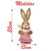 Casal De Coelhos De Páscoa Decoração Coelhinhos Caçadores 35cm