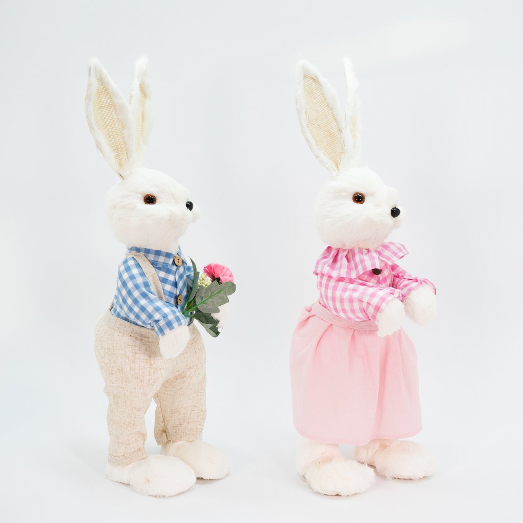 Casal De Coelhos De Páscoa Decoração Coelhinhos Românticos 60cm
