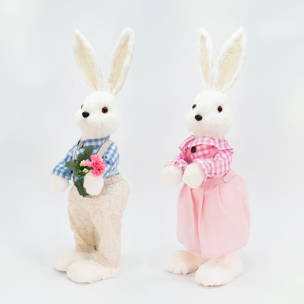 Casal De Coelhos De Páscoa Decoração Coelhinhos Românticos 60cm