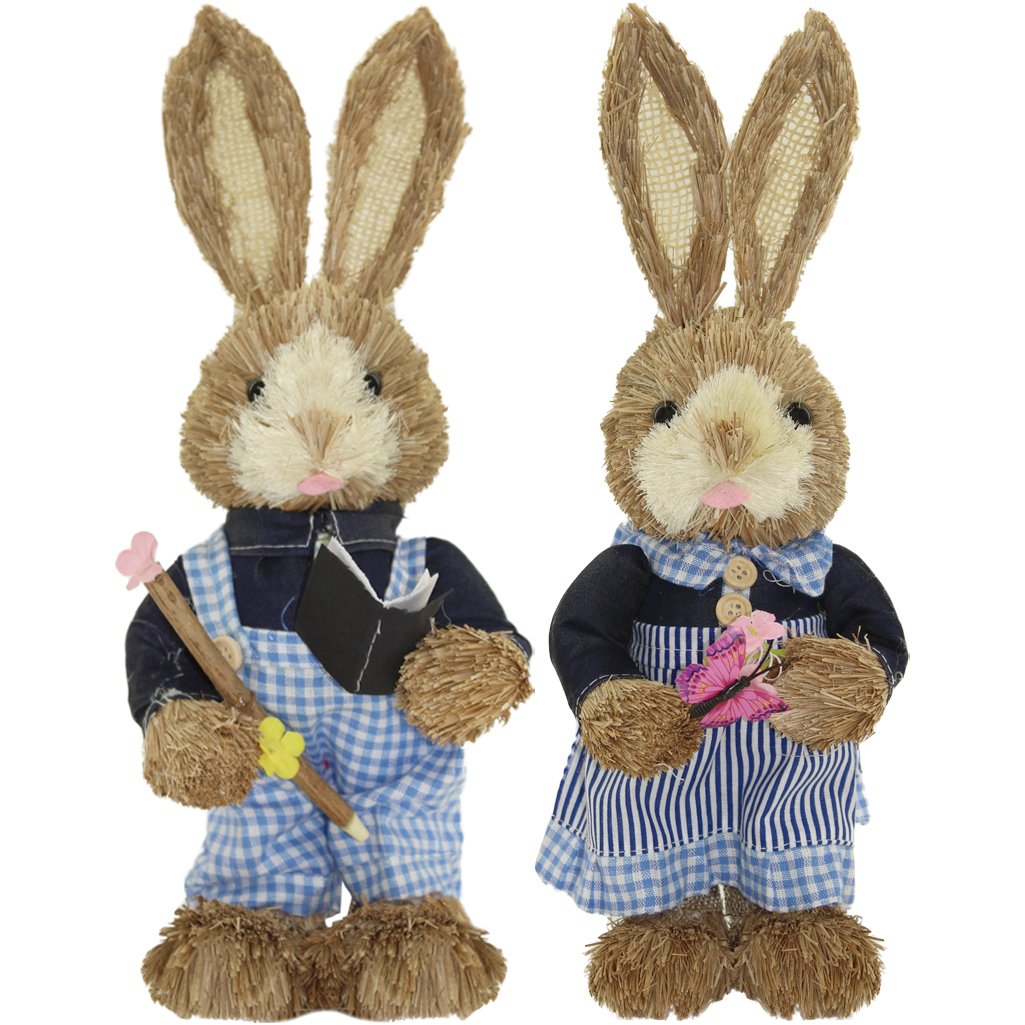 Casal De Coelhos De Páscoa Decoração Enfeite Coelhinhos - 35cm
