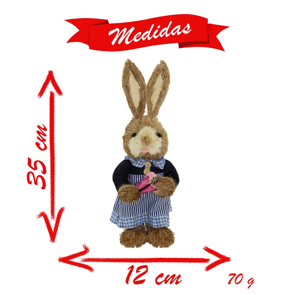 Casal De Coelhos De Páscoa Decoração Enfeite Coelhinhos - 35cm