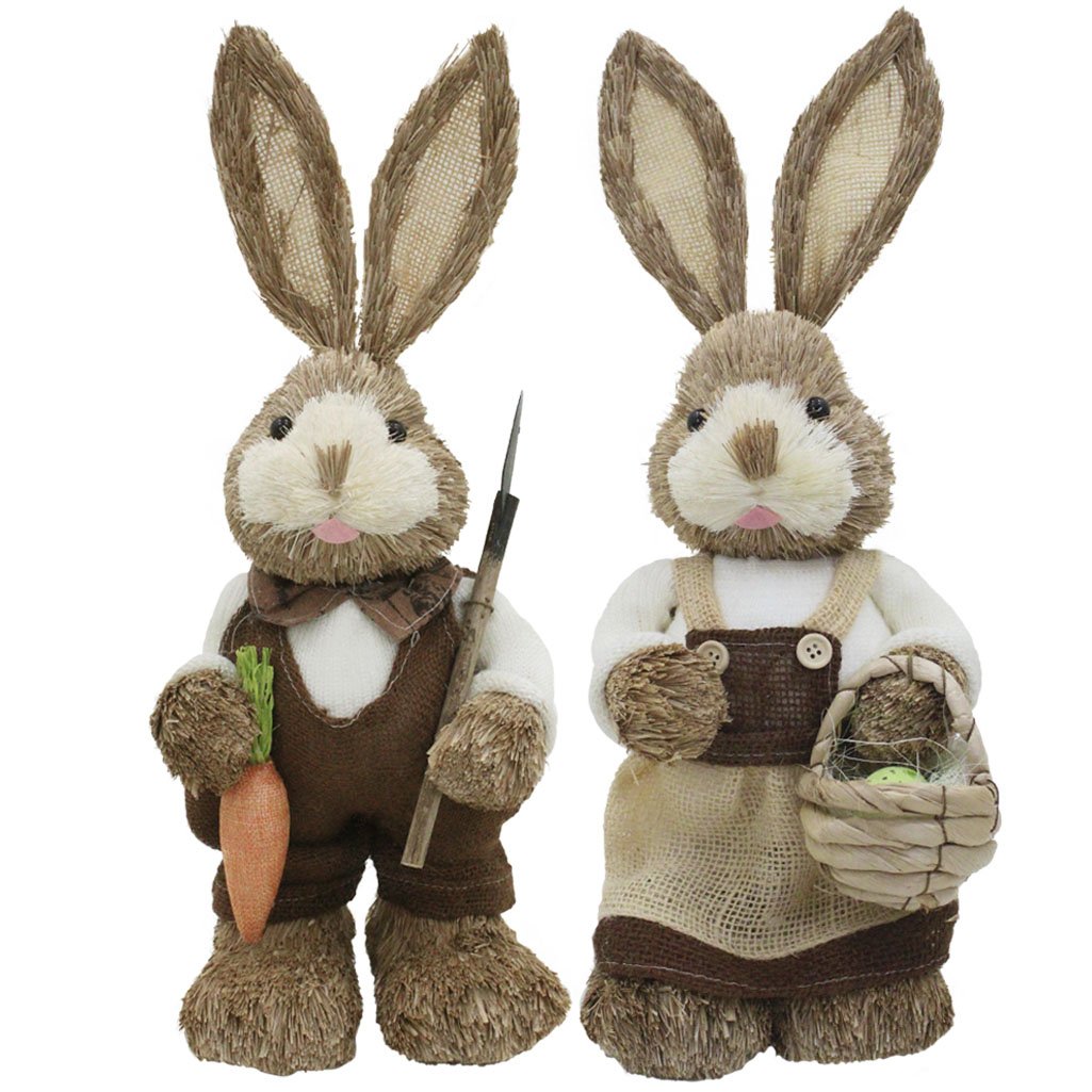 Casal De Coelhos De Páscoa Decoração Enfeite Coelhinhos - 45cm