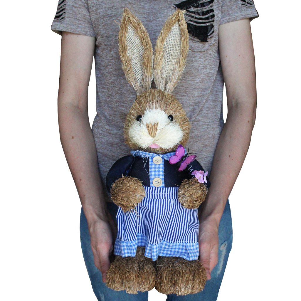 Casal De Coelhos De Páscoa Decoração Enfeite Coelhinhos - 45cm