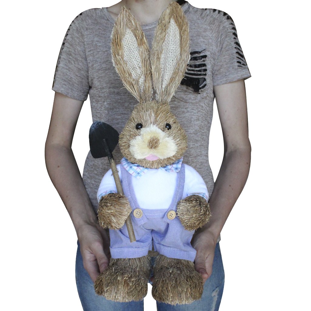 Casal De Coelhos De Páscoa Decoração Enfeite Coelhinhos - 46cm