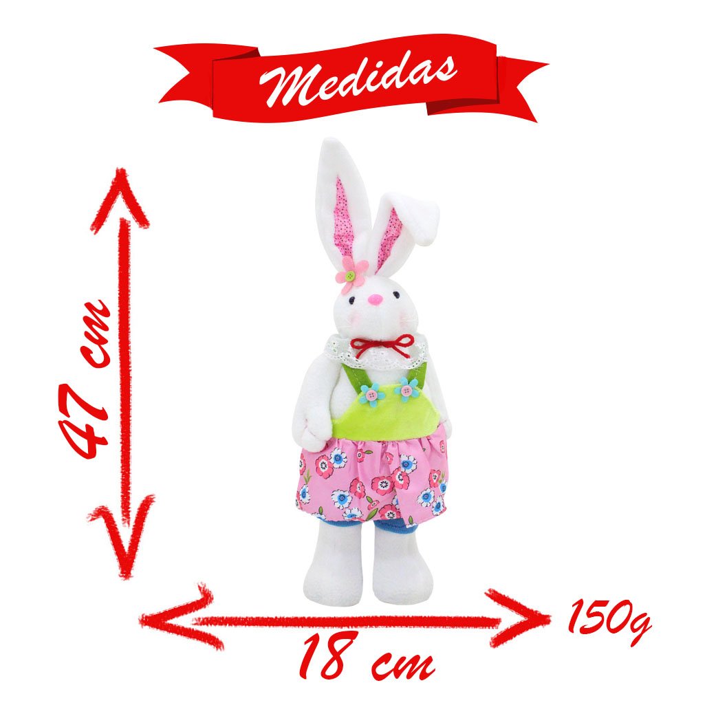 Casal De Coelhos De Páscoa Decoração Enfeite Coelhinhos - 47cm