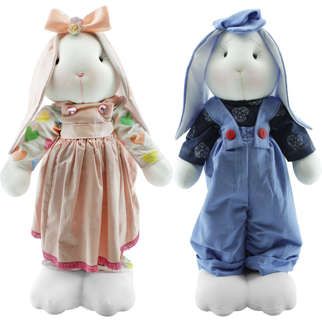 Casal De Coelhos De Páscoa Decoração Enfeite Coelhinhos - 55cm
