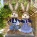Casal De Coelhos De Páscoa Decoração Enfeite Coelhinhos - 62cm