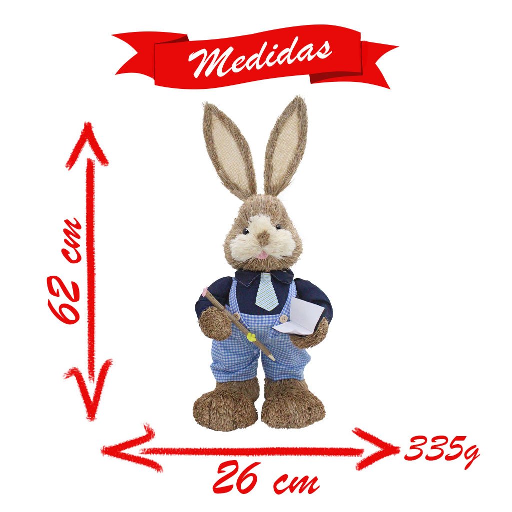 Casal De Coelhos De Páscoa Decoração Enfeite Coelhinhos - 62cm