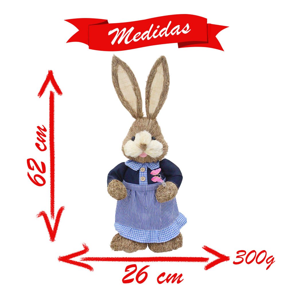 Casal De Coelhos De Páscoa Decoração Enfeite Coelhinhos - 62cm