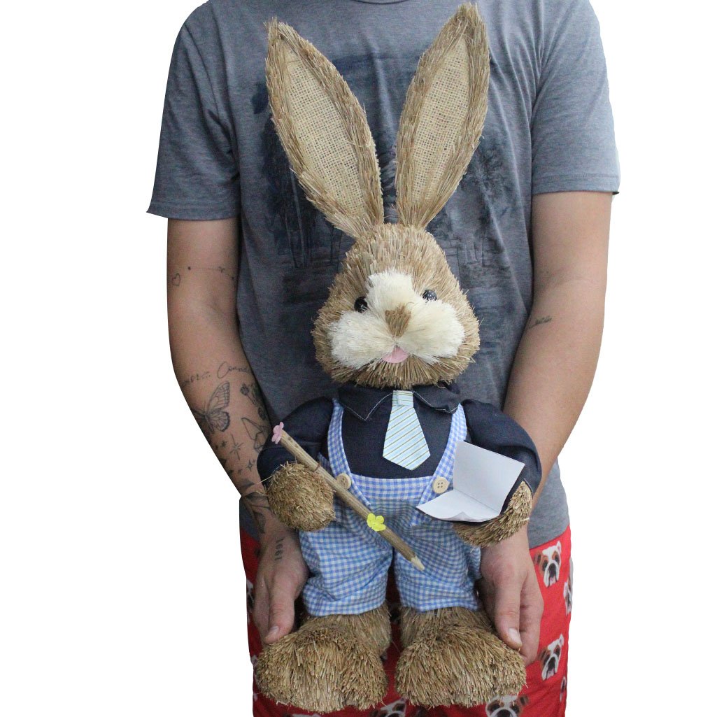 Casal De Coelhos De Páscoa Decoração Enfeite Coelhinhos - 62cm