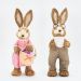 Casal De Coelhos De Páscoa Decoração Enfeite em Palha Coelhinhos 43cm