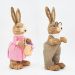 Casal De Coelhos De Páscoa Decoração Enfeite em Palha Coelhinhos 43cm