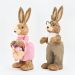 Casal De Coelhos De Páscoa Decoração Enfeite em Palha Coelhinhos 43cm