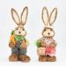 Casal De Coelhos De Páscoa Decoração Enfeite em Palha Coelhinhos 45cm