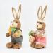 Casal De Coelhos De Páscoa Decoração Enfeite em Palha Coelhinhos 45cm